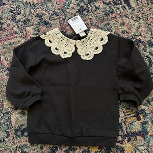 H&M Black Sweatshirt with Cream Lace Collar